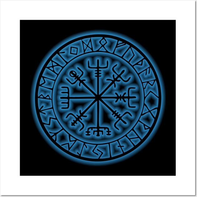 Vegvisir Ancient Runes Compass Of The Viking Wall Art by Dojaja